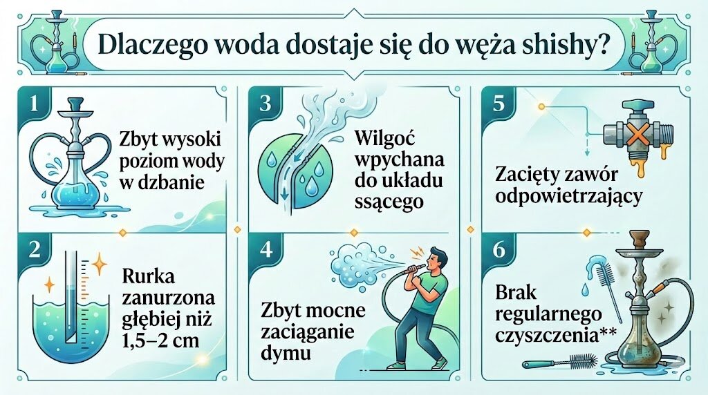 Dlaczego woda dostaje się do węża shishy?