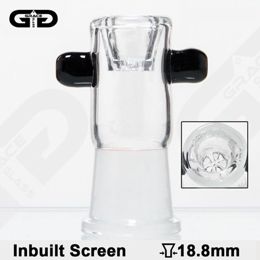 Bowl for Bong with a glass strainer Short Black Handle | 18.8 mm