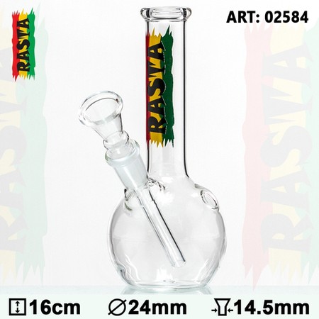 Bongo pipe (S) - Rasta  Flag Glass 16cm