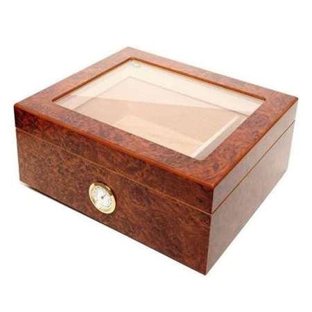 Humidor with glass - Brown / 35 cigars