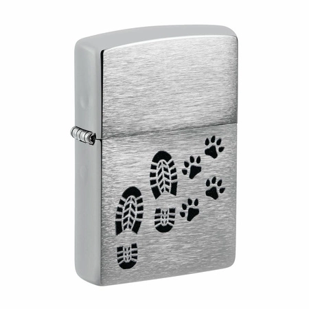 Lighter  ZIPPO - BLACK FOOTPRINTS CHROME BRUSHED