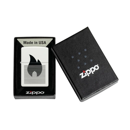 Zapalniczka ZIPPO - BLACK FLAME WHITE MATTE