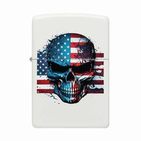 Lighter ZIPPO - SKULL FLAG WHITE MATTE