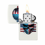Feuerzeug ZIPPO - SKULL FLAG WHITE MATTE