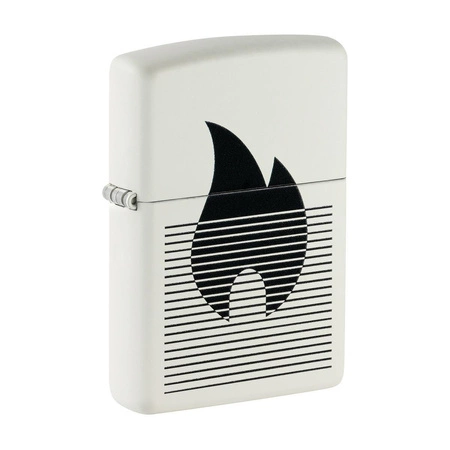 Zapalniczka ZIPPO - BLACK FLAME WHITE MATTE