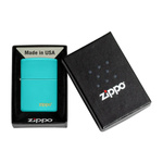Feuerzeug ZIPPO - FLAT TURQUOISE LASERED LOGO