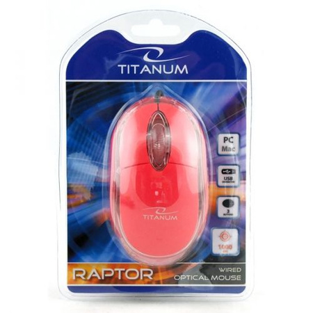 TITANUM MYSZ PRZEWOD. 3D OPT. USB  RAPTOR CZERWONA