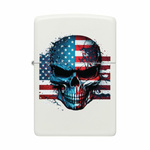 Feuerzeug ZIPPO - SKULL FLAG WHITE MATTE
