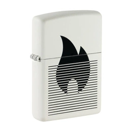Lighter  ZIPPO - BLACK FLAME WHITE MATTE