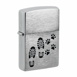 Lighter  ZIPPO - BLACK FOOTPRINTS CHROME BRUSHED