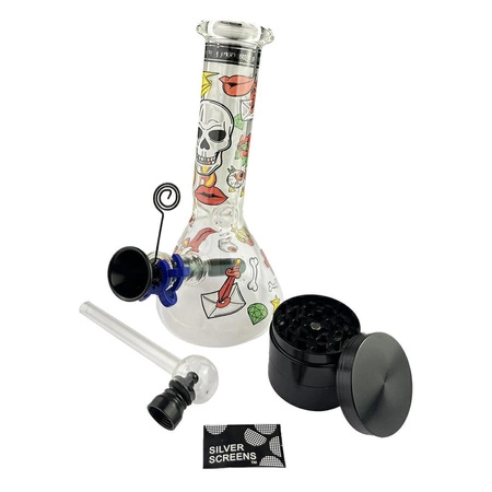 Zestaw Super Heroes Fajka Bongo Skull, Młynek, Fajeczka