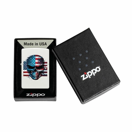 Zapalniczka ZIPPO - SKULL FLAG WHITE MATTE