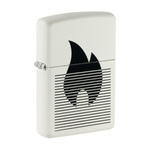 Feuerzeug ZIPPO - BLACK FLAME WHITE MATTE