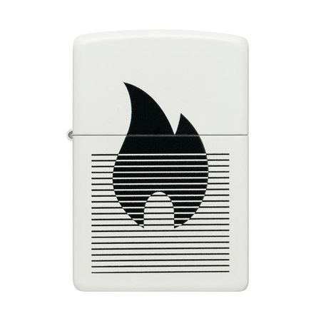 Lighter  ZIPPO - BLACK FLAME WHITE MATTE