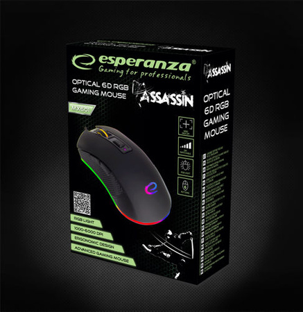 ESPERANZA MYSZ PRZEWOD. GAMING LED RGB 6D OPT. USB ASSASSIN