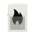 Feuerzeug ZIPPO - BLACK FLAME WHITE MATTE