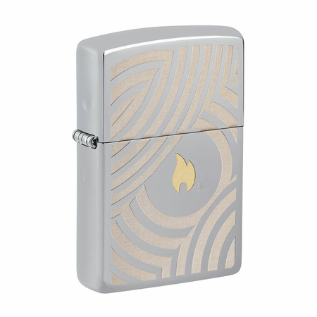Feuerzeug ZIPPO - GOLDEN FLAME AND CIRCLES CHROME