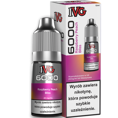 Liquid IVG 6000 Nicotine Salt 10ml - Raspberry Peach Bliss 20mg