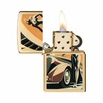 ZIPPO - Vintage Car And Woman Brass