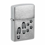Lighter  ZIPPO - BLACK FOOTPRINTS CHROME BRUSHED
