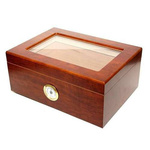 Humidor mit Glas - Braun / 55 Zigarre