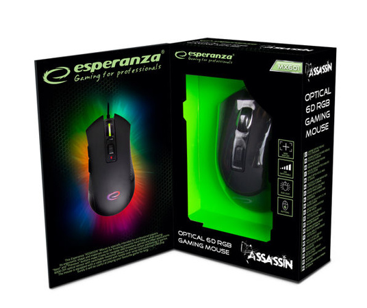 ESPERANZA MYSZ PRZEWOD. GAMING LED RGB 6D OPT. USB ASSASSIN