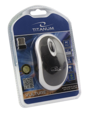 TITANUM MYSZ BEZPRZ. 2.4GHZ 3D OPT. USB VULTURE CZARNO-BIAŁA