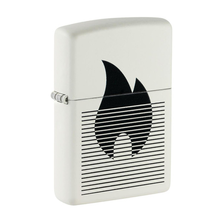 Feuerzeug ZIPPO - BLACK FLAME WHITE MATTE