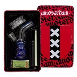 Zestaw Bongo Młynek Bibułki Filterki Sitka Amsterdam Niebieski | 12cm