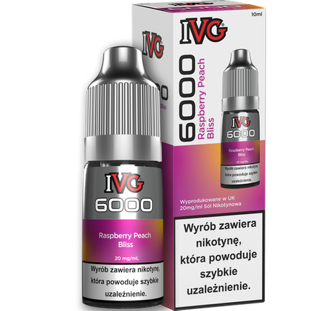 Liquid IVG 6000 Nicotine Salt Raspberry Peach Bliss 20mg 10ml